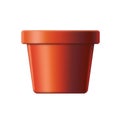 Clay flower pot. For indoor plants. Ordinary and clean, with isolated background.