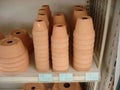 Clay flower pots of different sizes Royalty Free Stock Photo