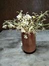 clay flowers vase