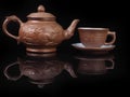 Clay, hand made set for the Chinese tea ceremony Royalty Free Stock Photo