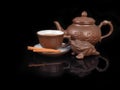 Clay, hand made set for the Chinese tea ceremony Royalty Free Stock Photo