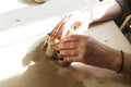 Clay hand modeling pottery working process Royalty Free Stock Photo