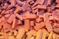 Pile of clay handmade bricks