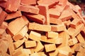 Pile of clay handmade bricks Royalty Free Stock Photo