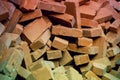 Clay handmade bricks. A pile of bricks Royalty Free Stock Photo