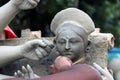 Clay idol of Hindu goddess Devi Durga. Idol of Hindu Goddess Durga during preparations in Kolkata. Royalty Free Stock Photo