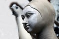 Clay idol of Hindu Goddess Durga under preparations for Bengal`s Durga Puja festival at Kumartuli in Kolkata. Royalty Free Stock Photo