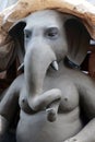 Clay idol of Hindu Lord Ganesh, under preparation for Bengal`s Durga Puja festival at Kumartuli in Kolkata.