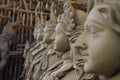 Clay idols of Durga under preparation before festival,Artist is busy to create clay idol