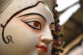 Clay image making,Clay artist,painting eye, Goddess Saraswati ,Kumartuli,Clay image hub,Kolkata,India