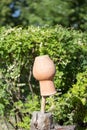 Clay jug on a stick