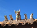 Clay livestock idol statues at the entrance to Raqch'i or Temple of Wiracocha, Peru