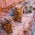 Clay livestock toy idol statues in Pukara, Peru