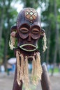 Clay mask of a Maya warrior with tattoos Royalty Free Stock Photo