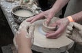 Clay modeling training on a potters wheel