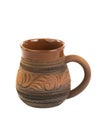 Clay mug isolated on white Royalty Free Stock Photo