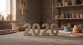2026 Clay numbers sit in a pottery workshop Royalty Free Stock Photo