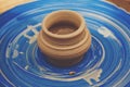 a clay pitcher on a Potter's wheel Royalty Free Stock Photo