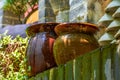 Clay pot decoration in the garden Royalty Free Stock Photo