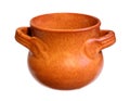 A clay pot isolated on a white background. A pottery pot