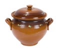 Clay pot with a lid in the Russian styl Royalty Free Stock Photo
