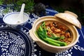 Clay pot rice, chinese ethnic dish Royalty Free Stock Photo