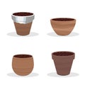 Clay pots and containers isolated on white