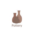 Clay pots. The emblem or logo pottery workshop and store.