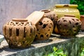 Clay pots, old The left. Royalty Free Stock Photo