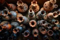 Clay pots traditional handicraft in Vietnam. Royalty Free Stock Photo