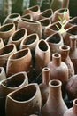 Clay pottery in abandoned warehouse