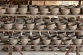 Clay pottery ceramics drying before being fire Royalty Free Stock Photo