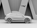 Clay rendering of electric SUV released drone for leisure entertainment