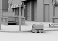 Clay rendering of self-driving delivery robot moving on the street Royalty Free Stock Photo