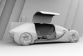 Clay rendering of self driving electric car exterior