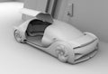 Clay rendering of self driving electric car exterior