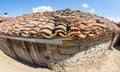 A clay roof of a rural building in the mountain village of Zheravna, Bulgaria Royalty Free Stock Photo