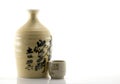 Clay Sake Bottle and Cup Royalty Free Stock Photo