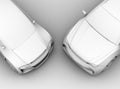 Clay shading rendering of sedan and SUV car