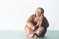 Clay beautiful shaman figure. Surgut, Russia - 20 February 2020