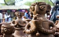 Clay statue of woman in surajkund fair Royalty Free Stock Photo