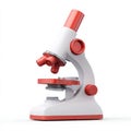 Clay-style 3D laboratory microscope, isolated on white background, simplified friendly proportions, Royalty Free Stock Photo