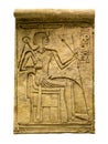 Clay tablet with ancient egyptian hieroglyphs containing the fig Royalty Free Stock Photo