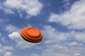 Clay target shooting on the blue sky background