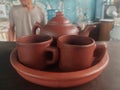 Clay teapots and cups inherited from Asian ancestors