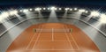Clay Tennis Court At Night Royalty Free Stock Photo