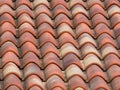 Clay (terracotta) tiles on the roof of a country house Royalty Free Stock Photo