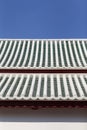 Clay tile roof at Thai temple pattern and background Royalty Free Stock Photo