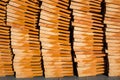 Clay tiles roof orange pile Royalty Free Stock Photo