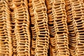 Clay tiles roof orange pile Royalty Free Stock Photo